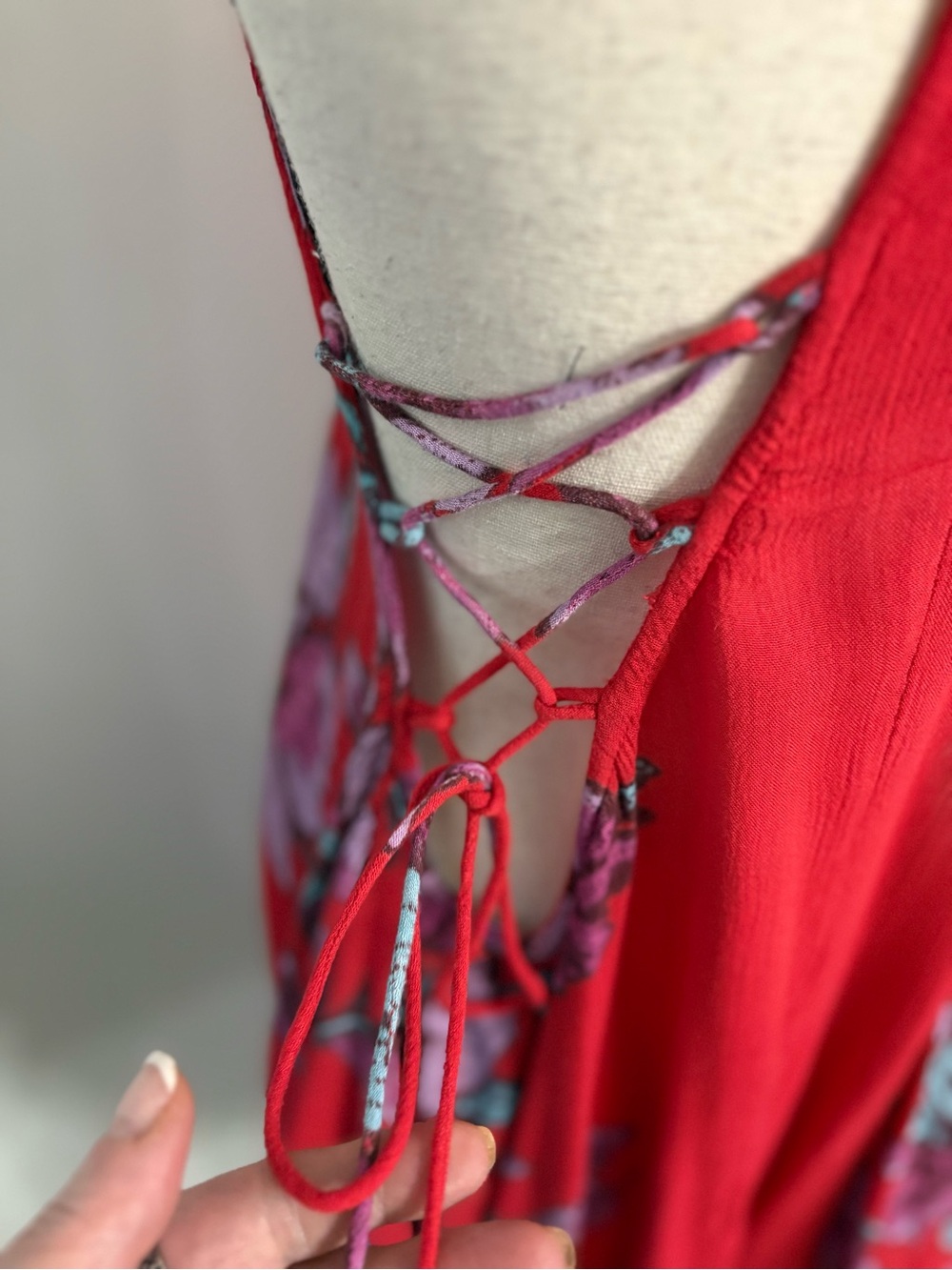 Free People paint the sun red boho side tie dress Small - Picture 5 of 9